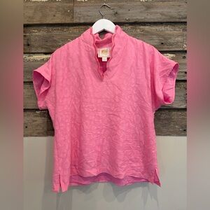 EMILY MCCARTHY Pink Scalloped Pullover Top Size L